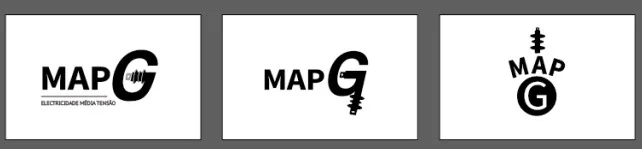 Exploração tipográfica e dinamismo visual da marca MAPG